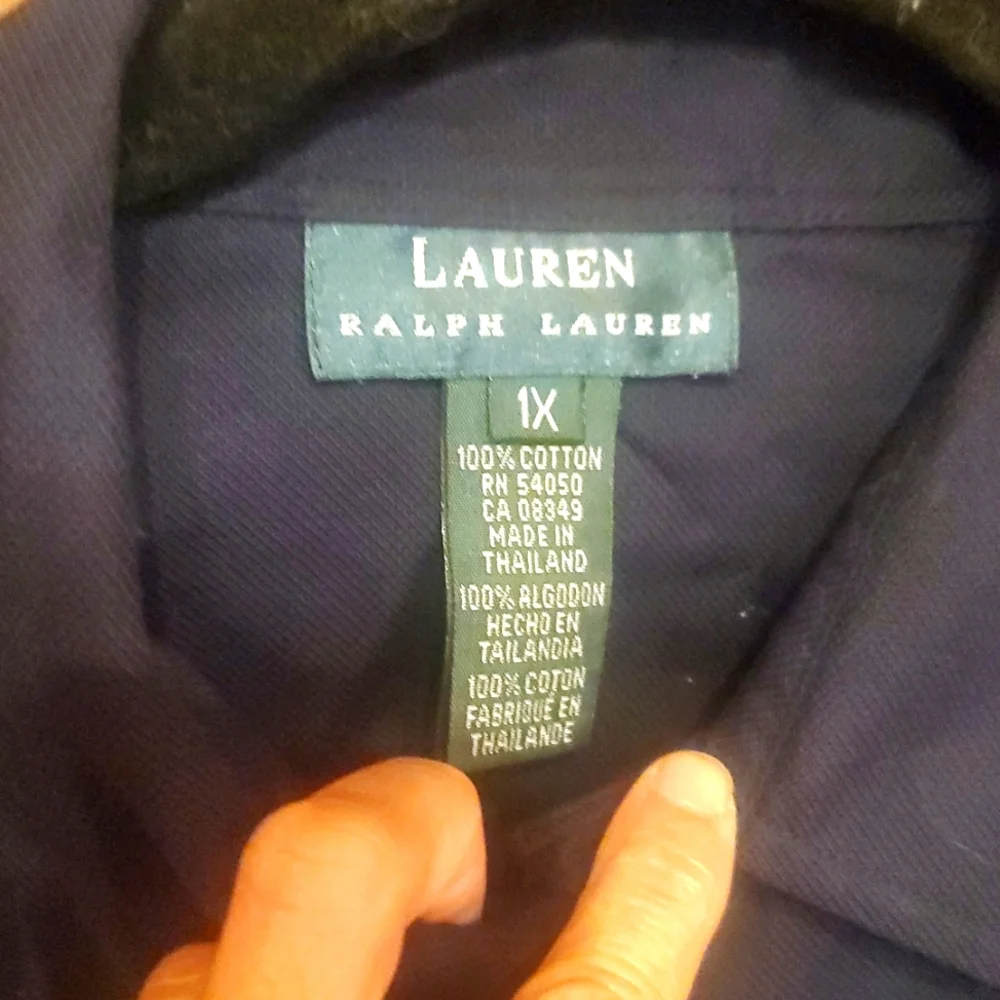LAUREN SIZE 1X Women's Deep Blue Casual Shirt - Picture 2 of 6